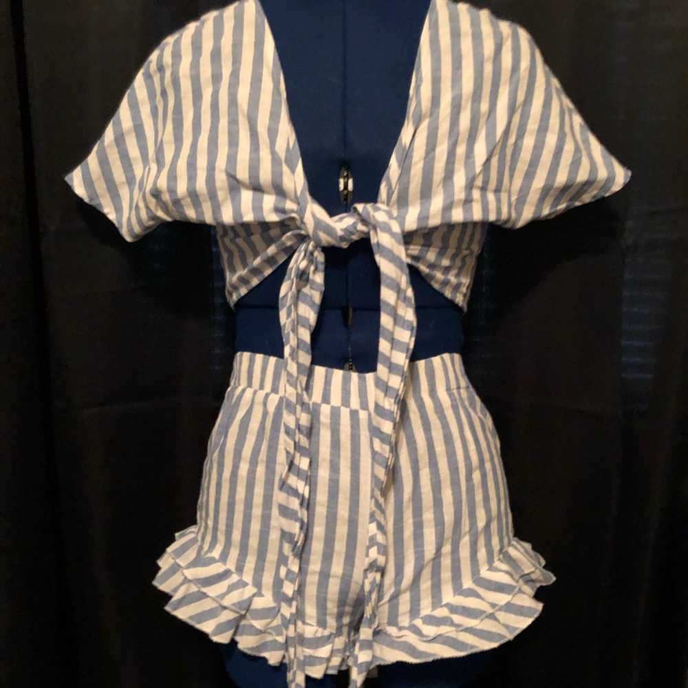 TWO PIECE STRIPED ROMPER / SET